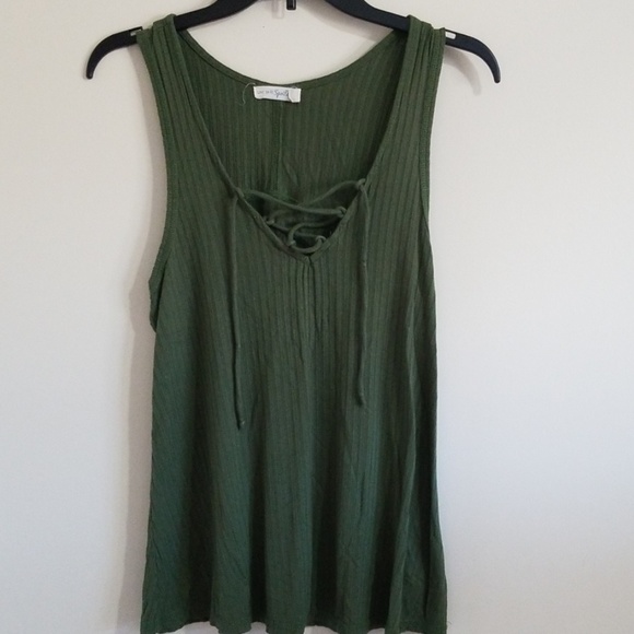 live to be spoiled Tops - Size medium olive green lace up tank.